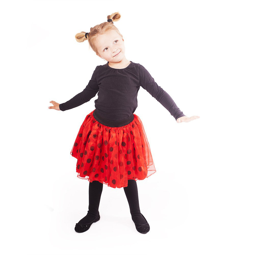 Children's ladybug tutu skirt with dots