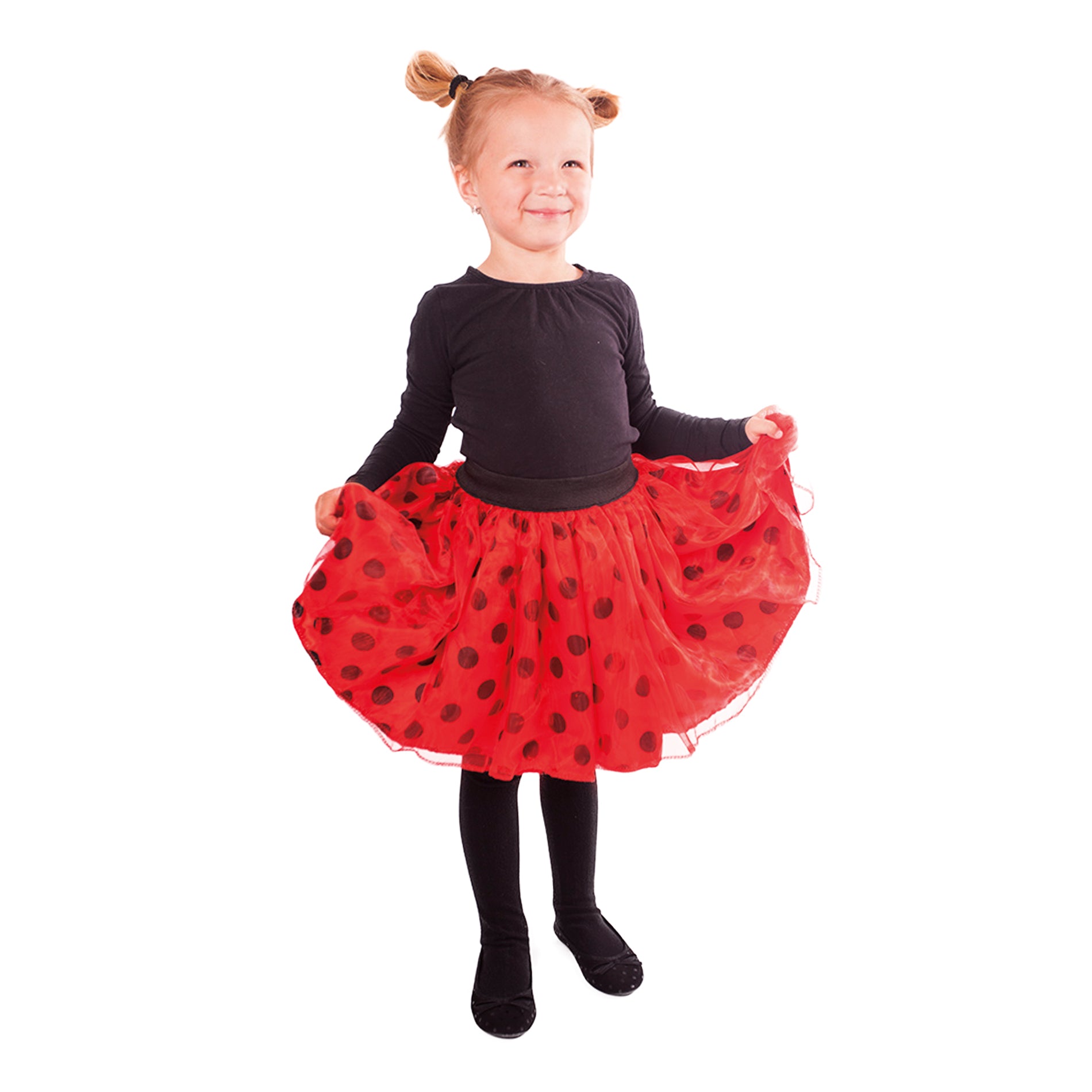 Children's ladybug tutu skirt with dots