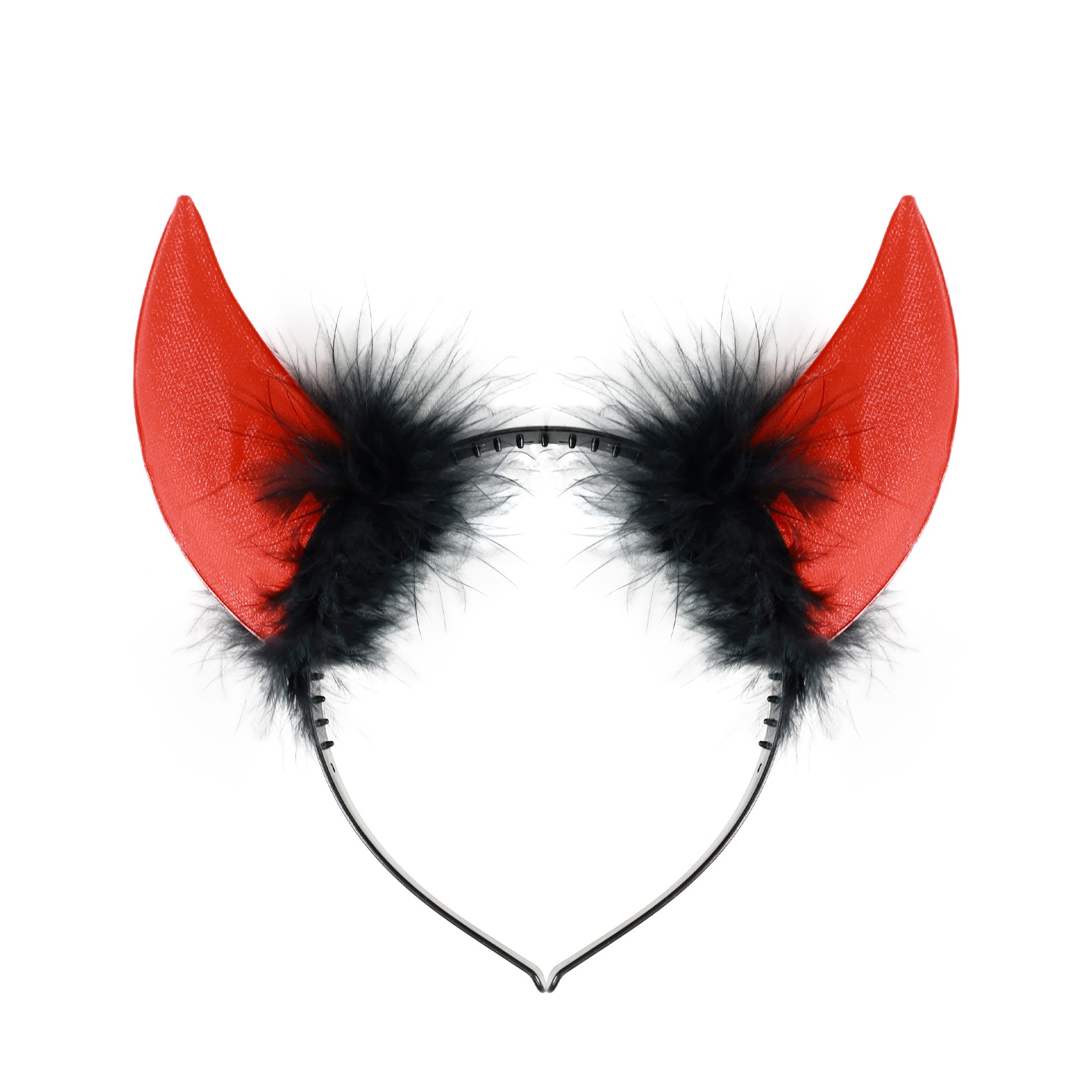 Devil horns headband with black feathers