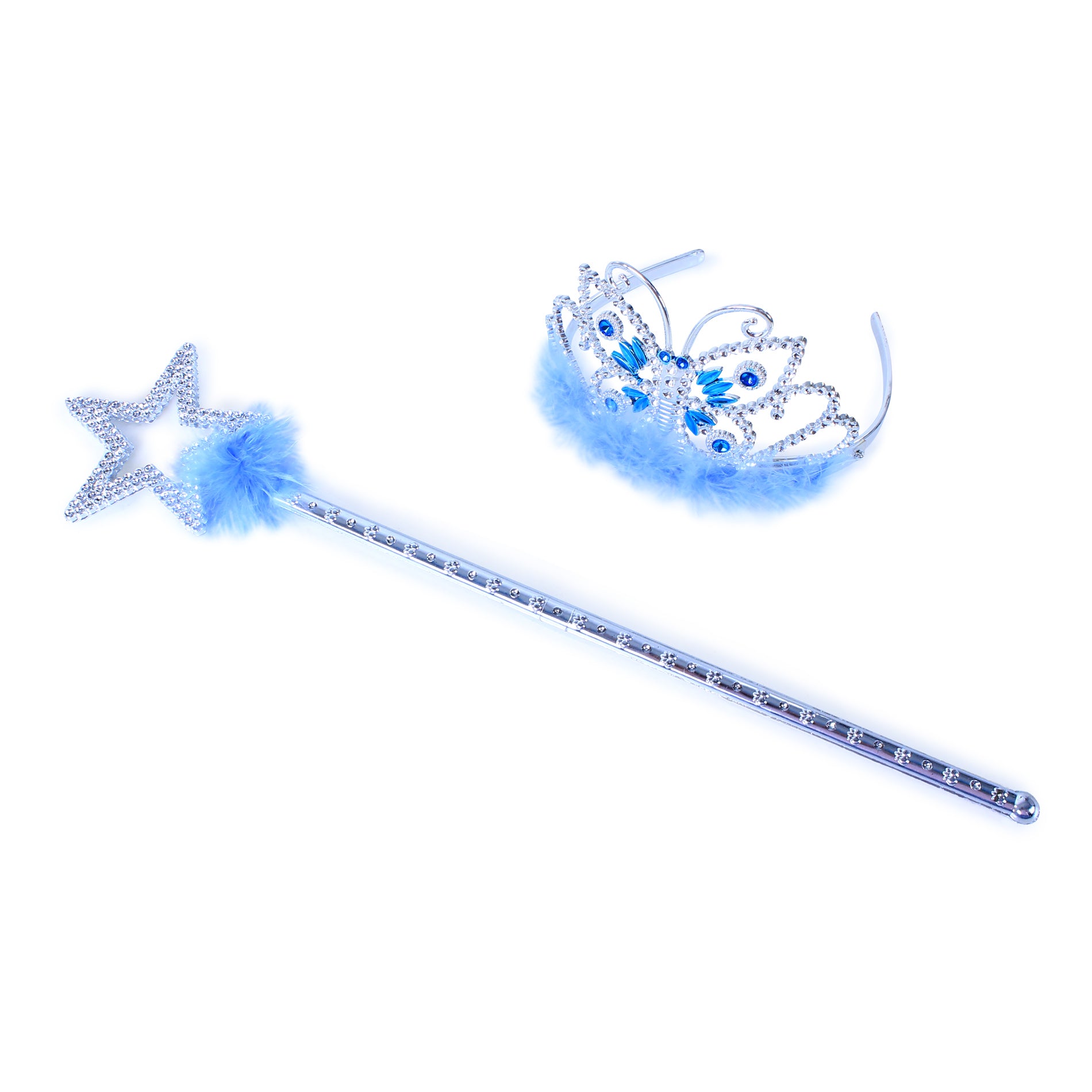 Blue princess crown and wand set