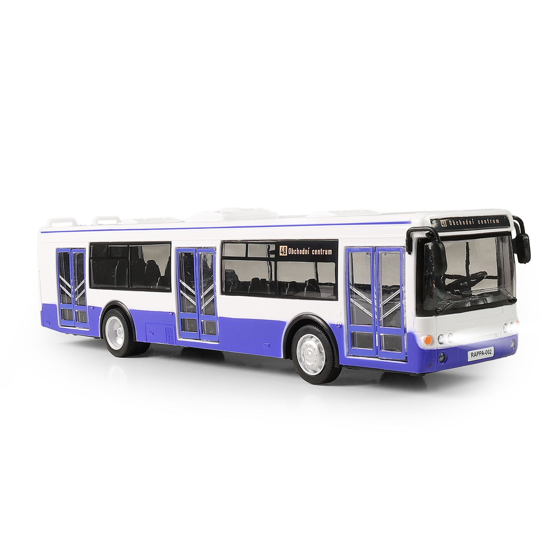 Blue toy bus with Czech stop announcements 28 cm