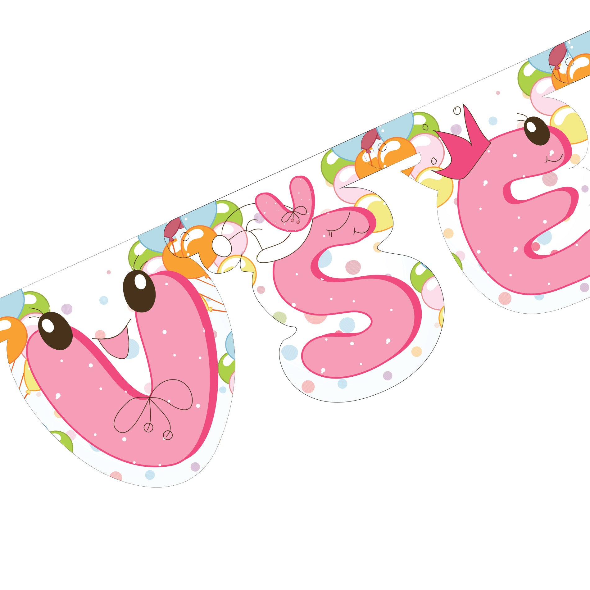 Pink Happy Birthday paper garland 215 cm