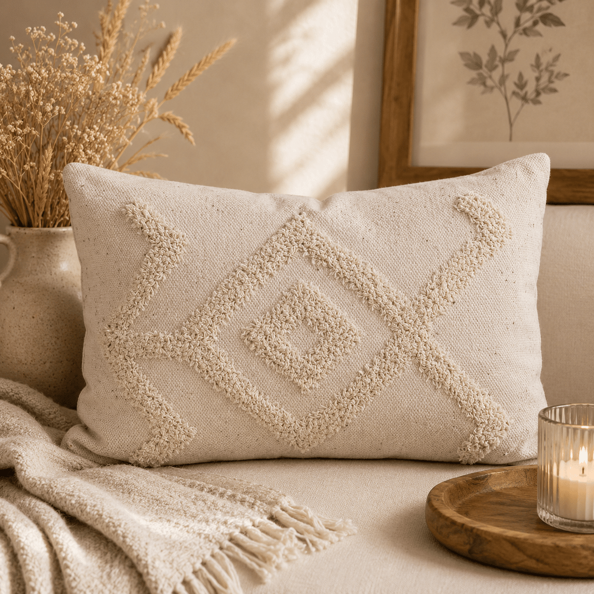 Boho Cotton Cushion Cover with Pillow