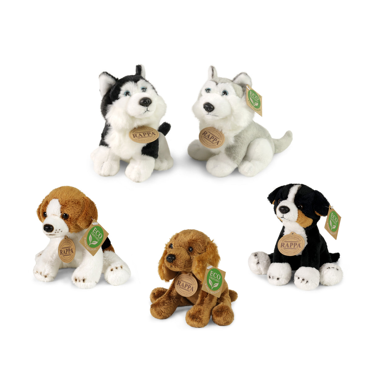 Eco-friendly plush dogs and cats display
