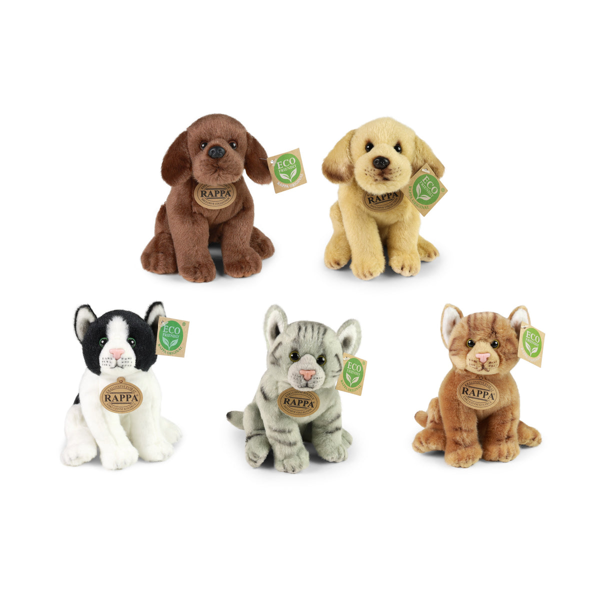 Eco-friendly plush dogs and cats display