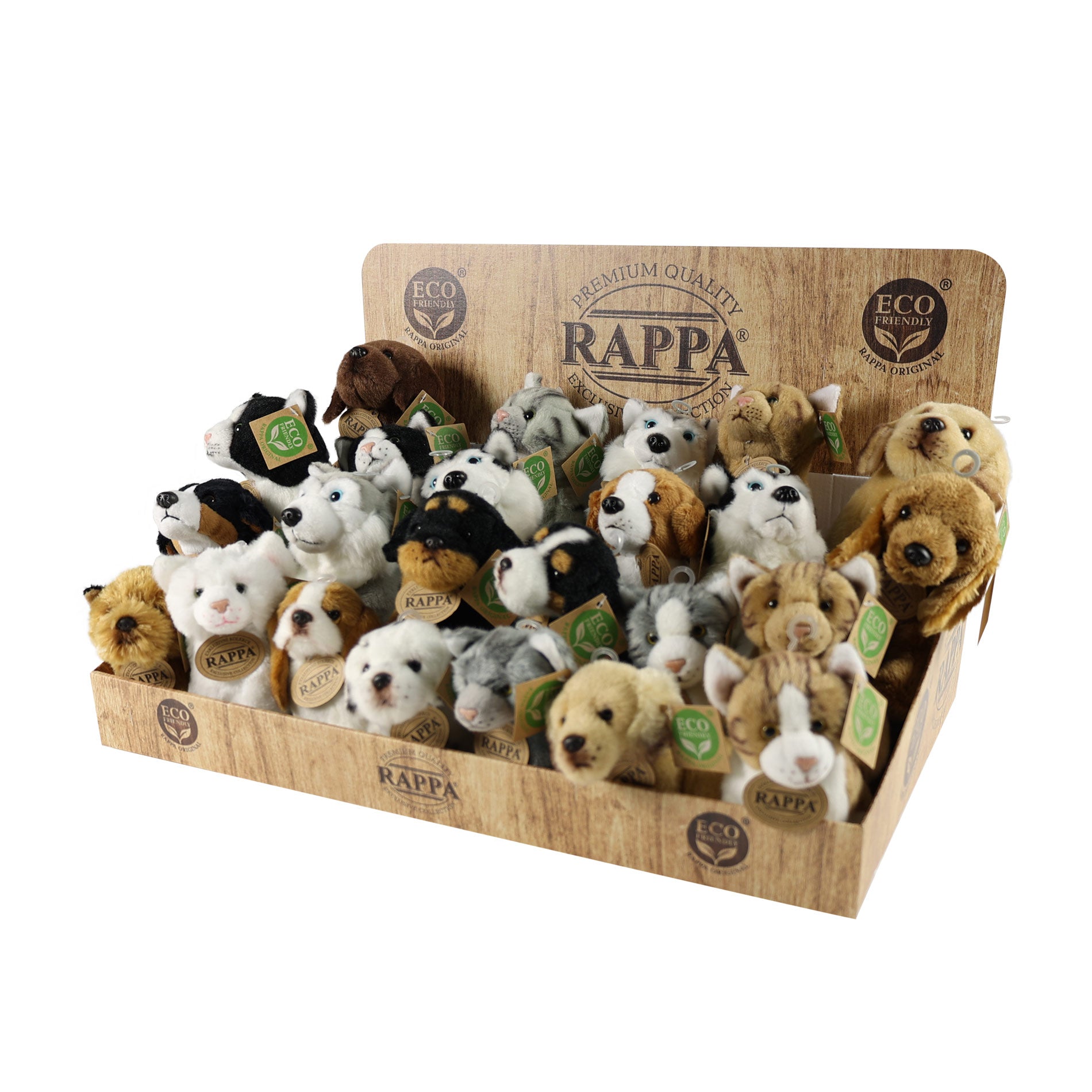 Eco-friendly plush dogs and cats display