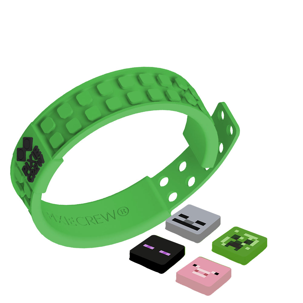 PIXIE CREW Minecraft green adjustable bracelet with 4 multipixels