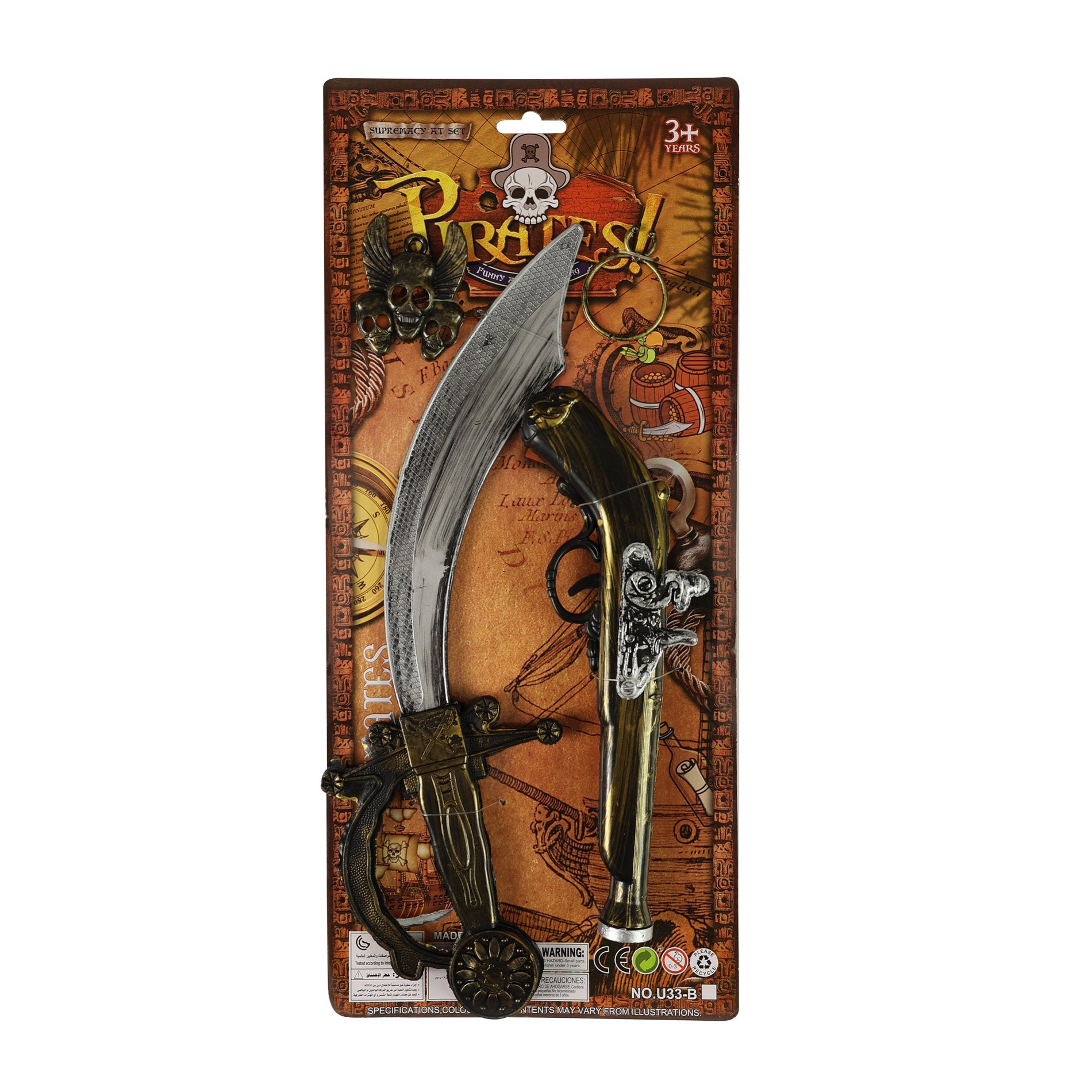 Pirate costume accessory set with sword and pistol