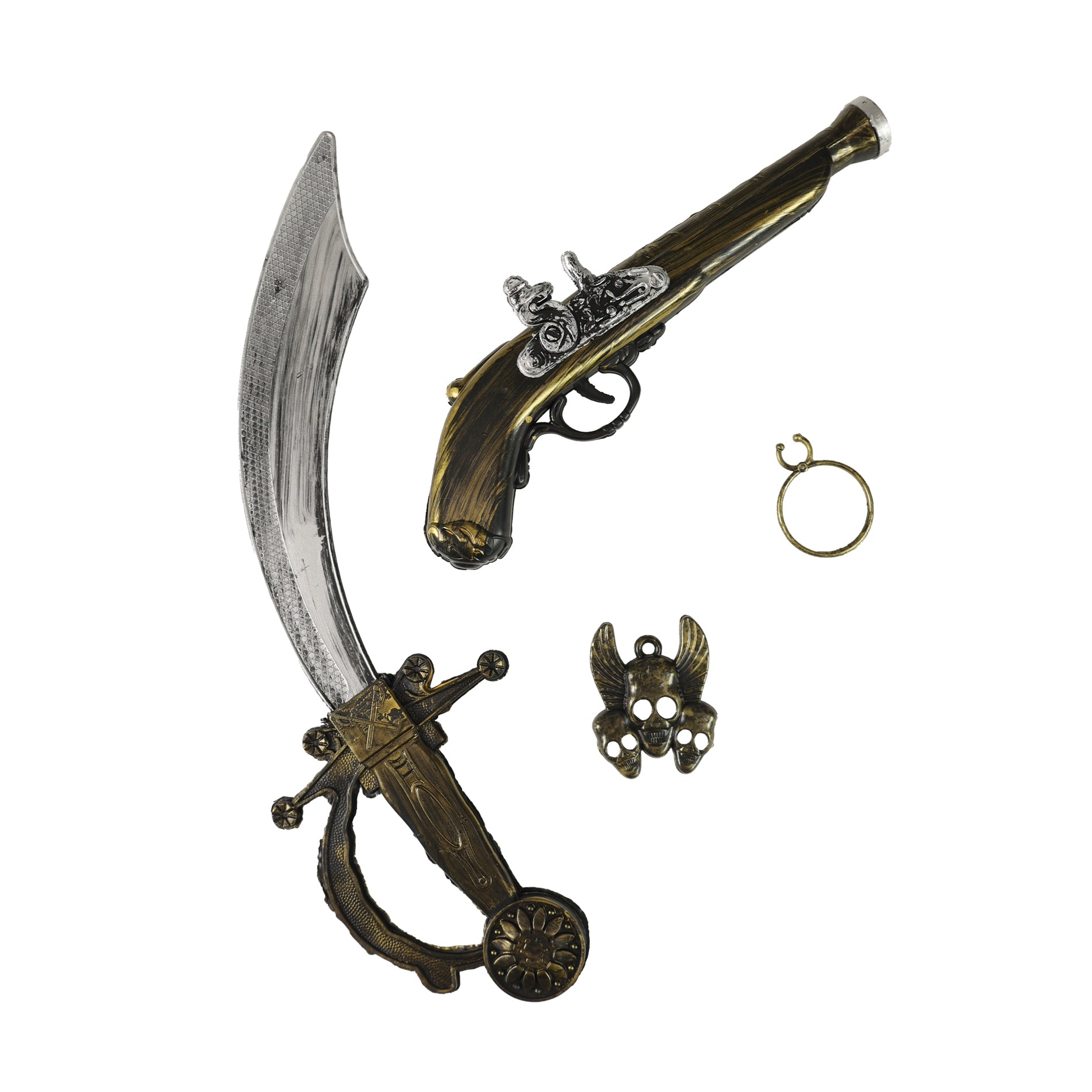 Pirate costume accessory set with sword and pistol