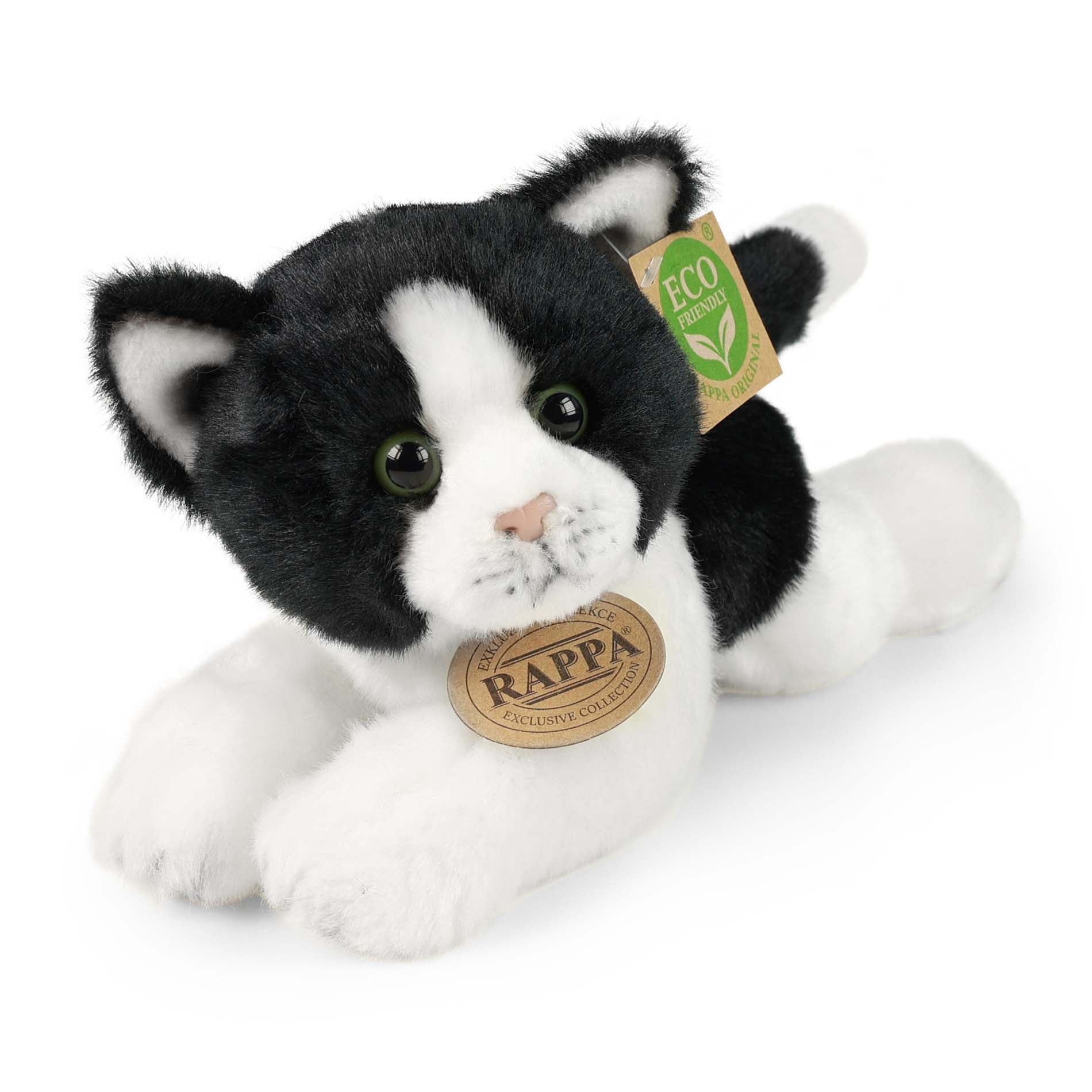 Eco-friendly plush cat white and black 23 cm