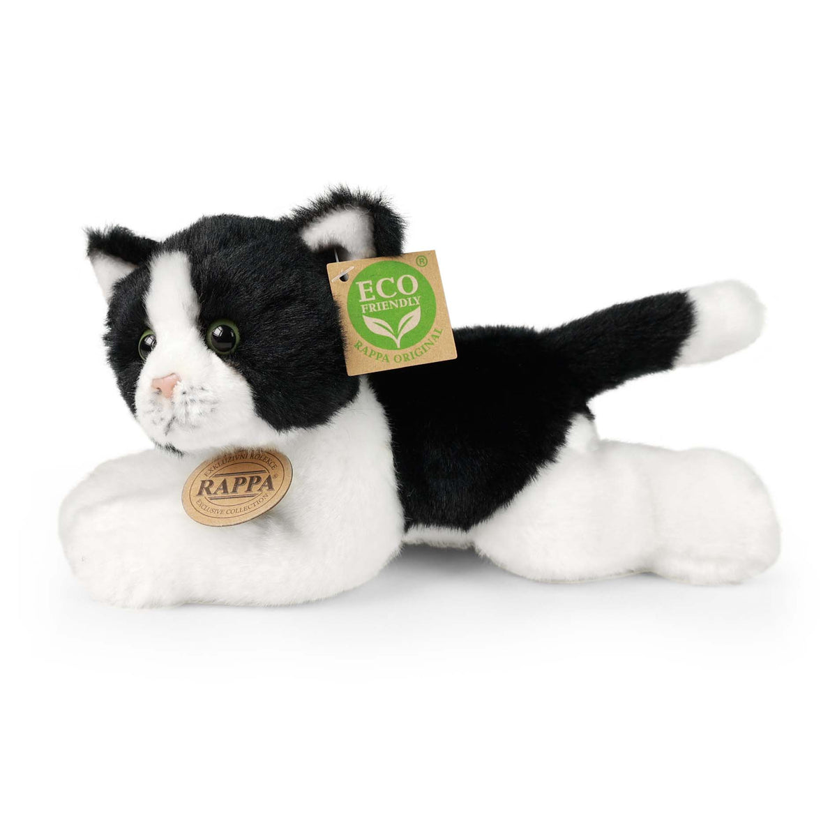 Eco-friendly plush cat white and black 23 cm
