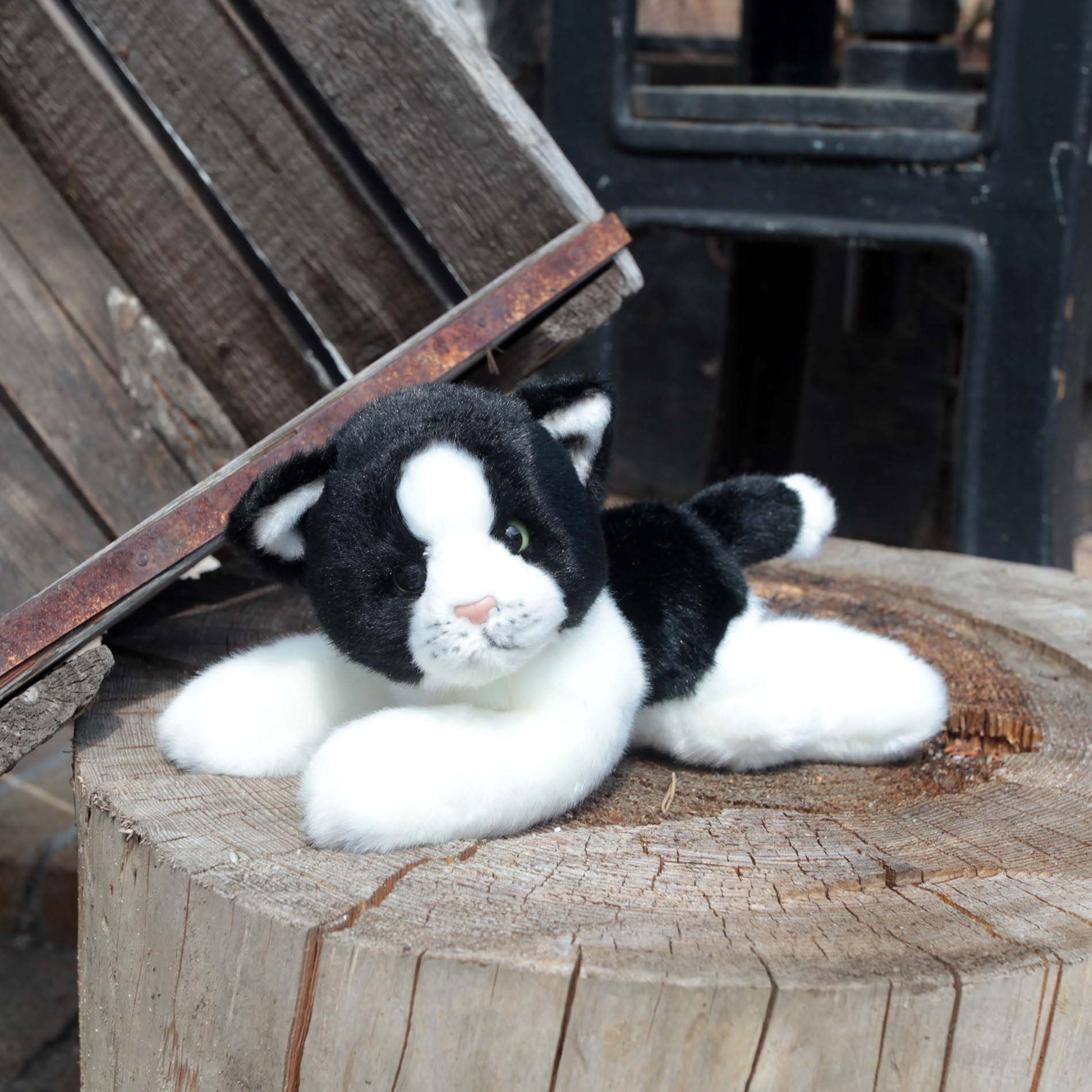 Eco-friendly plush cat white and black 23 cm