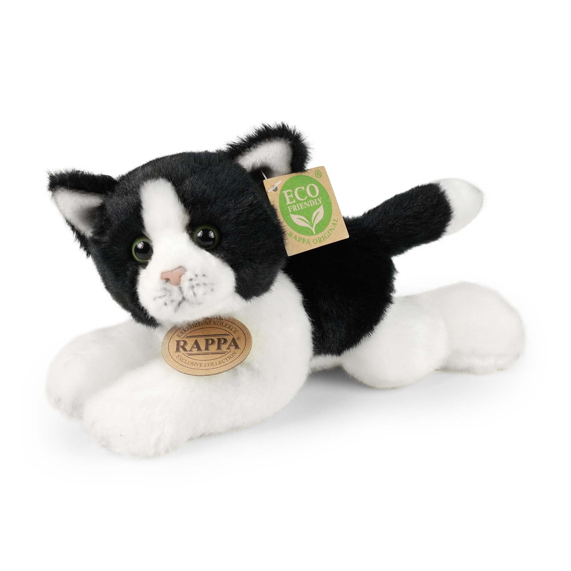 Eco-friendly plush cat white and black 23 cm