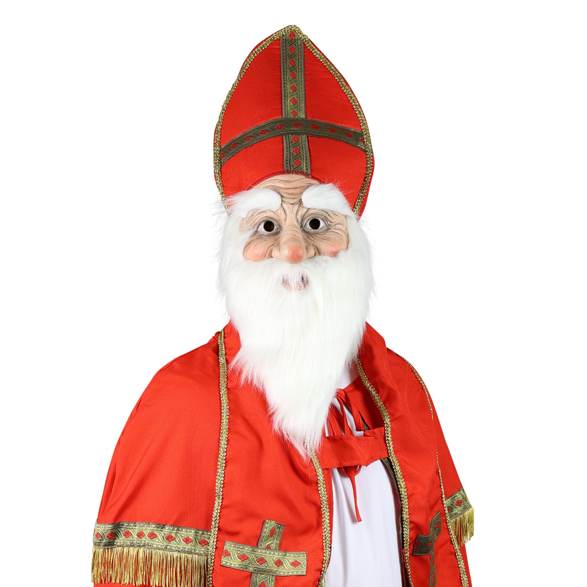 Adult Saint Nicholas mask with beard and eyebrows