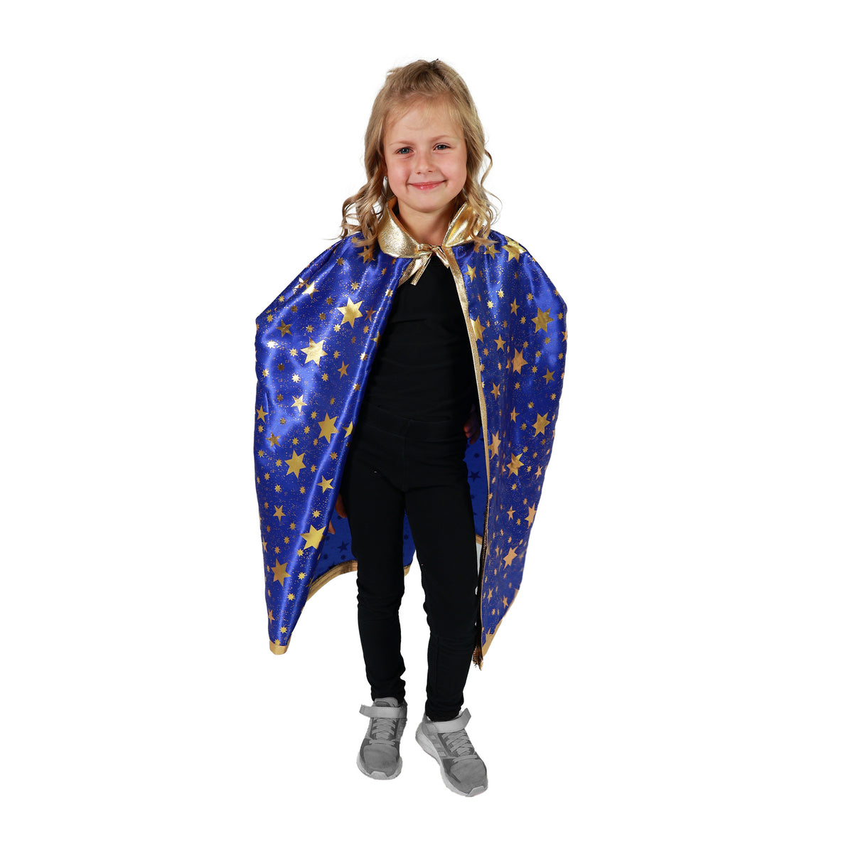 Children's blue wizard cloak with stars 75 cm