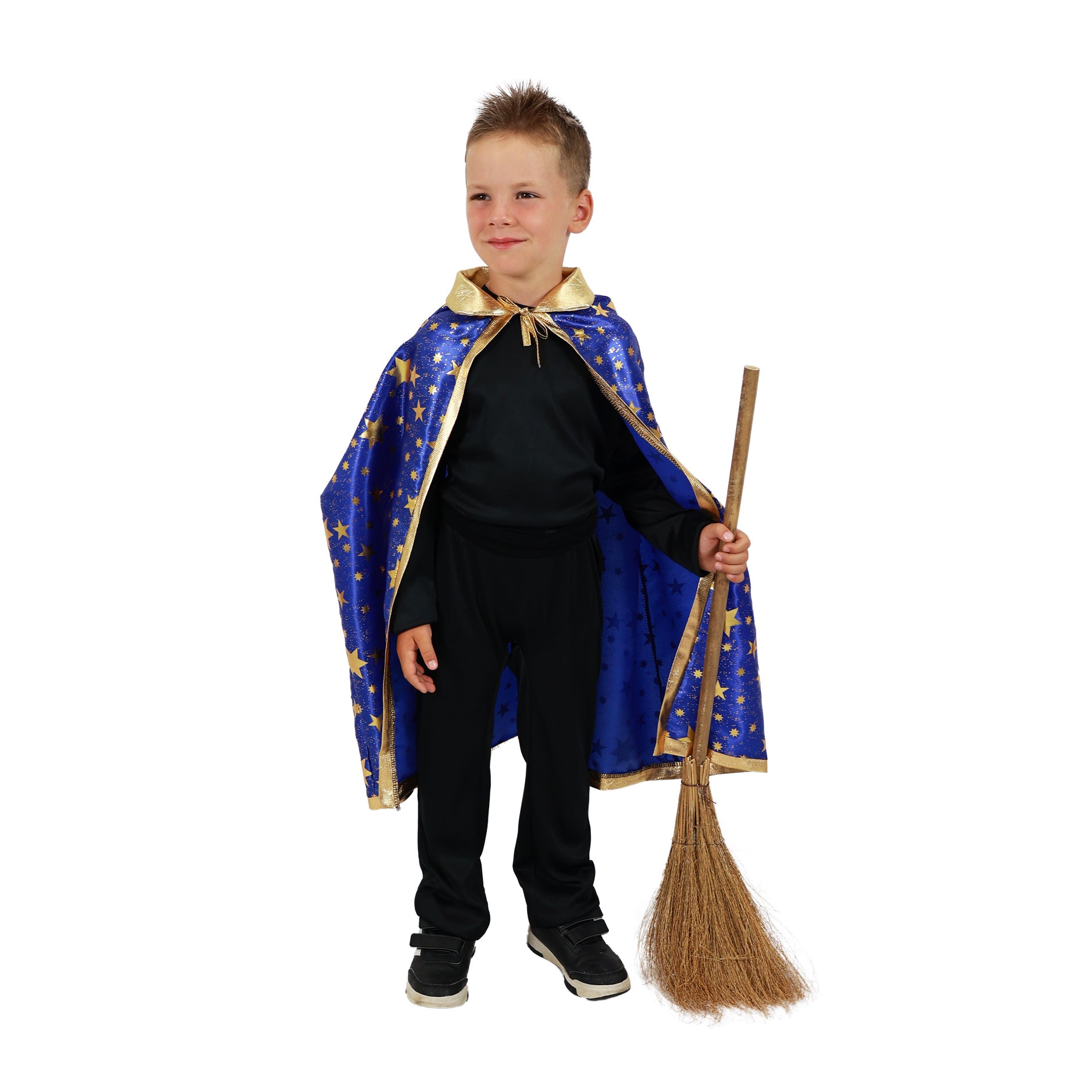 Children's blue wizard cloak with stars 75 cm
