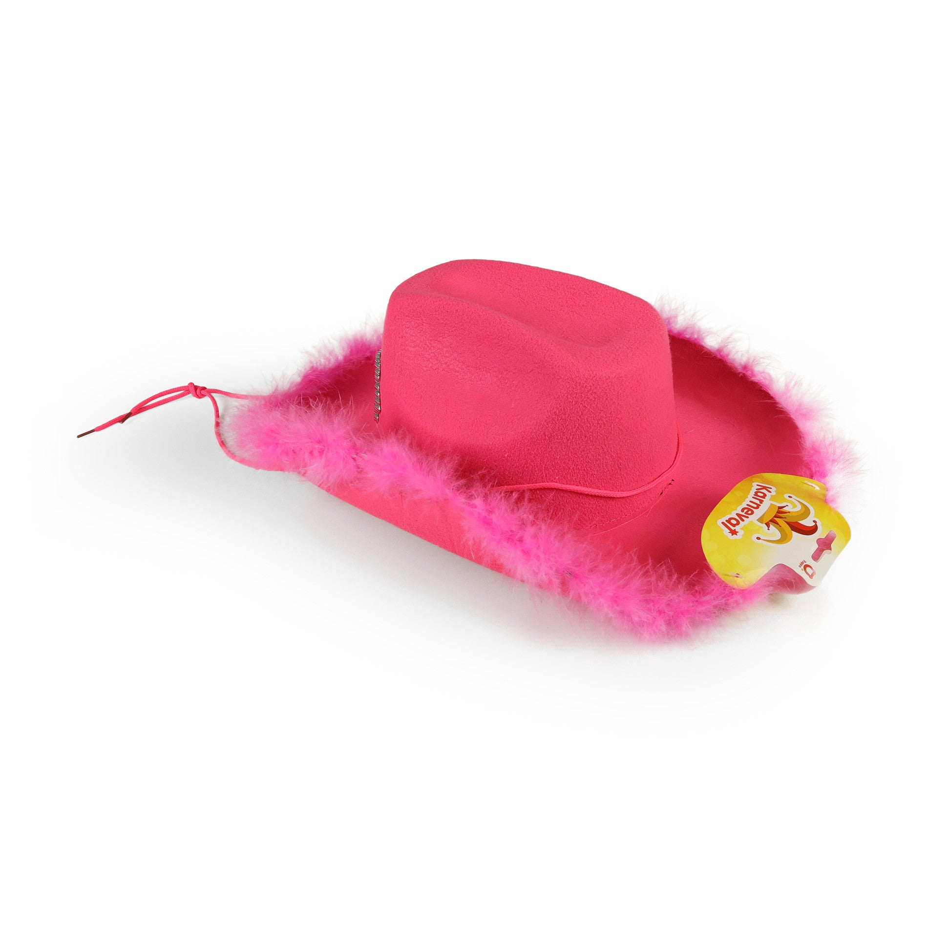 Pink cowboy hat with silver crown 15 cm