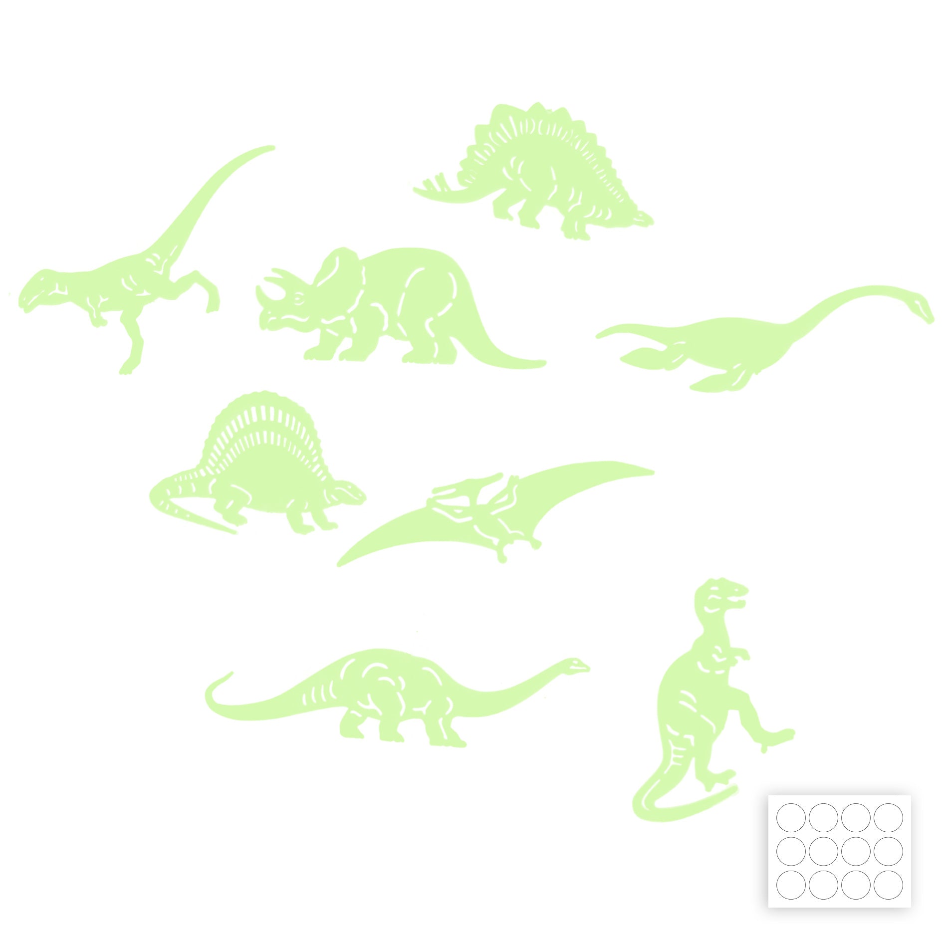 Glow in the dark dinosaur wall stickers