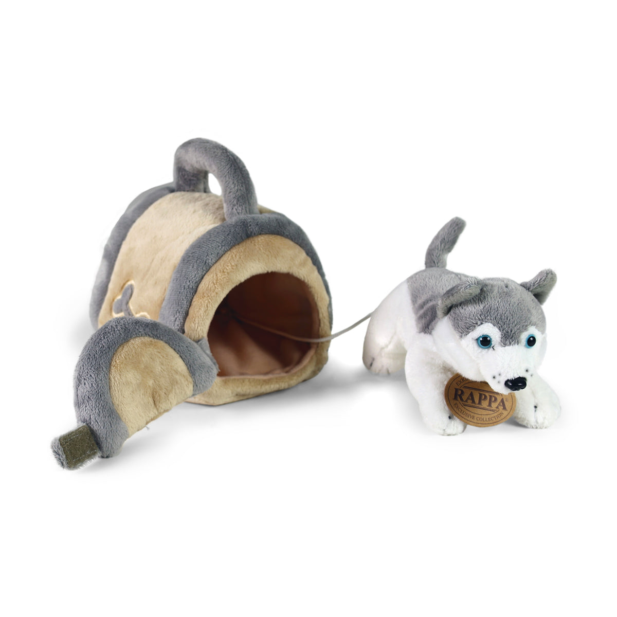 Plush Siberian Husky 13 cm with Crate