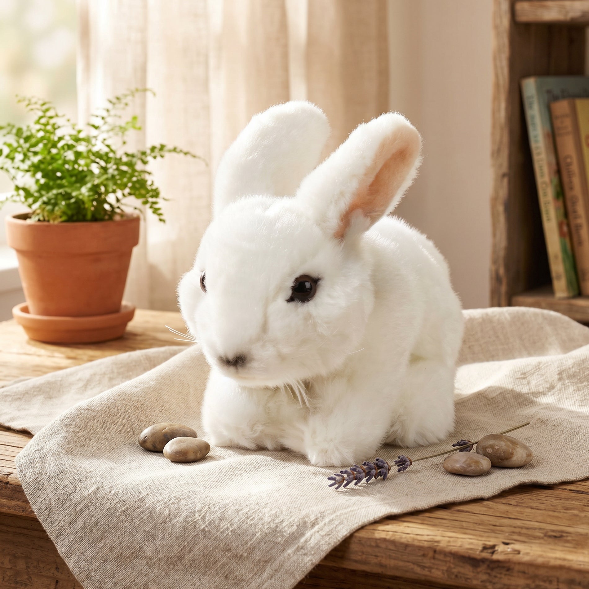 Plush white rabbit 18 cm