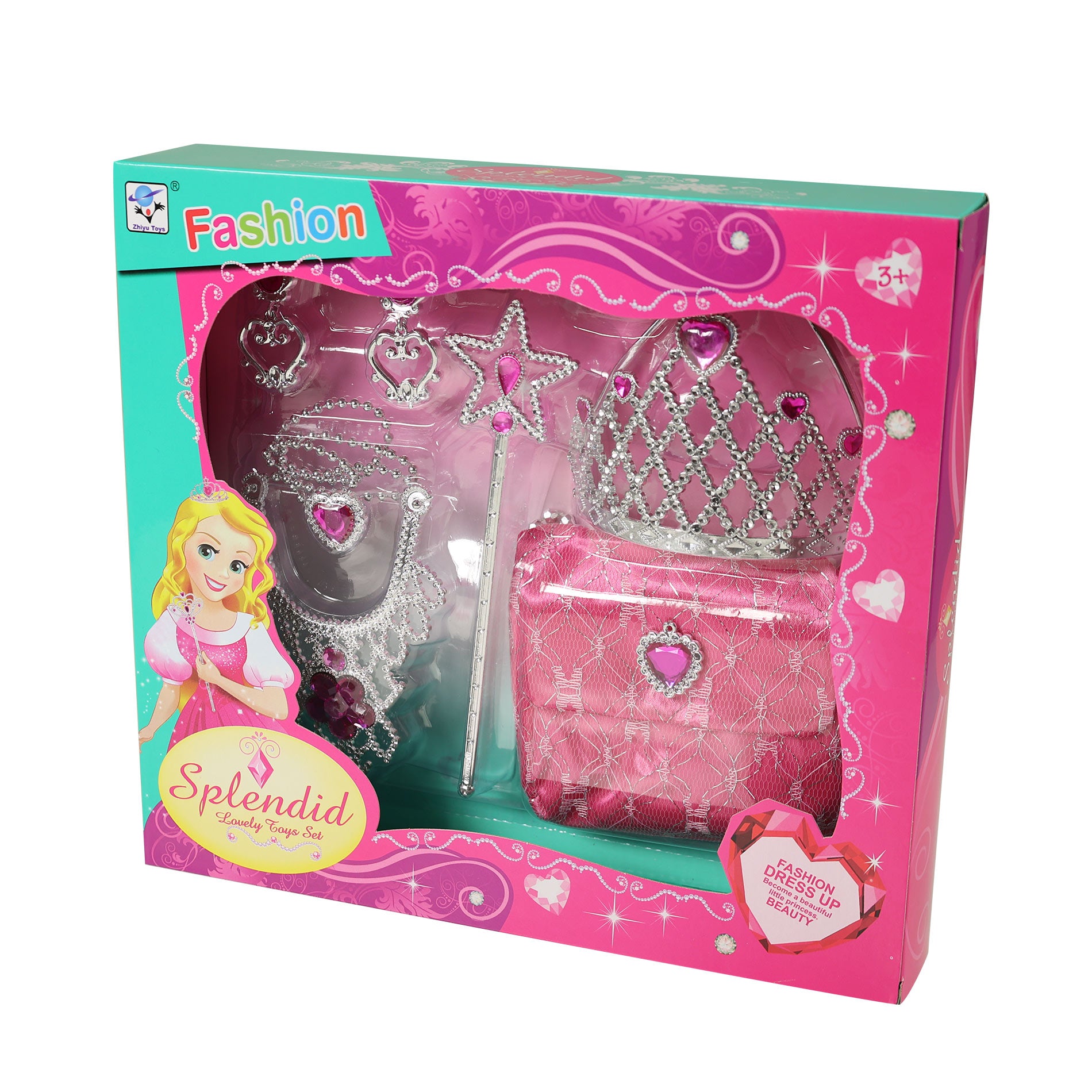 Princess dress-up set with pink bag