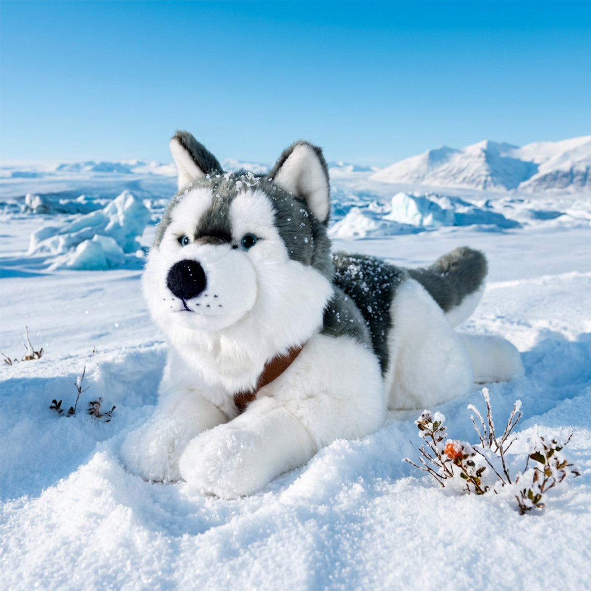 Large Plush Husky Dog with Harness 60 cm