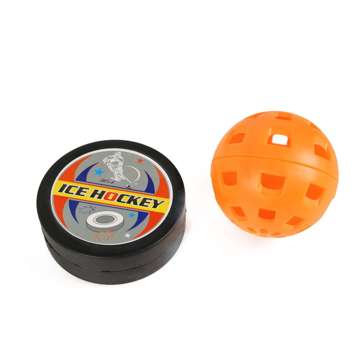 Plastic hockey sticks with ball and puck, 90 cm