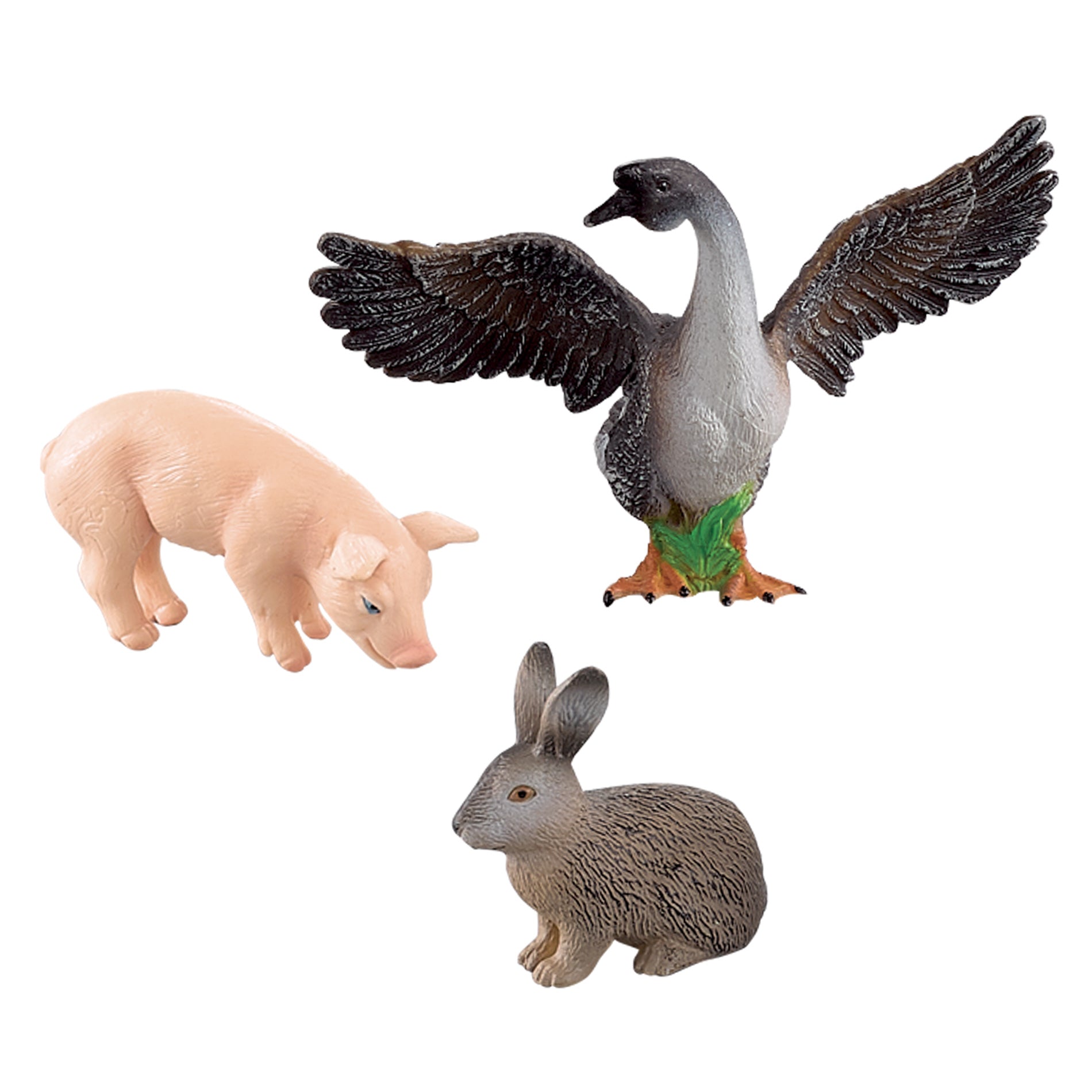 Farm animal set with farmer and accessories, 4 pcs
