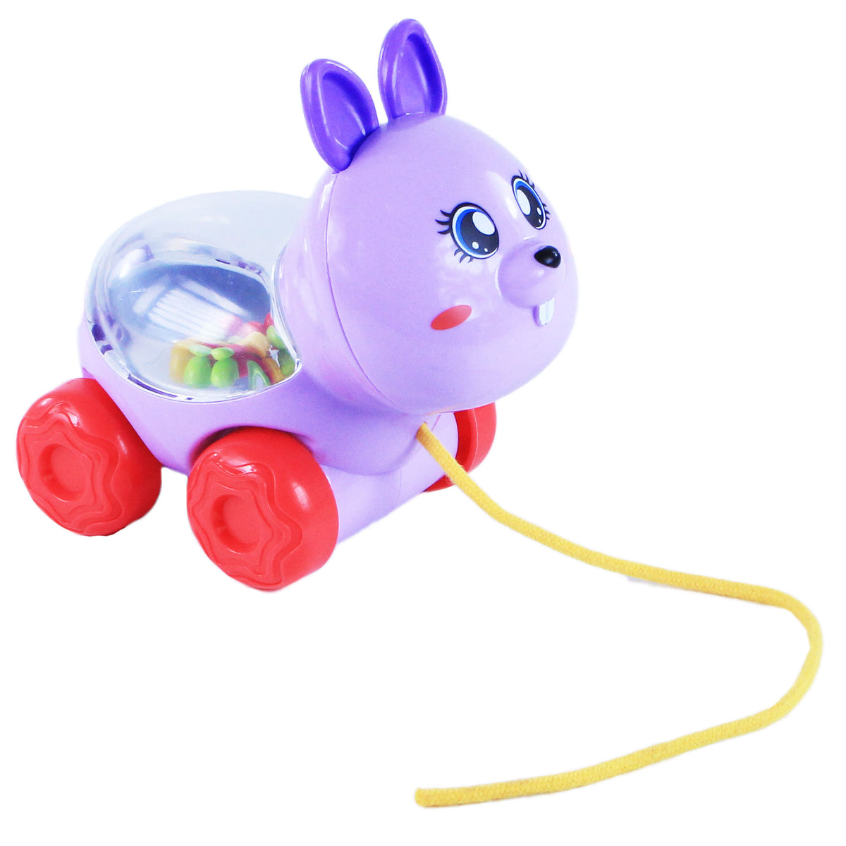 Pull-along rabbit with rattling balls