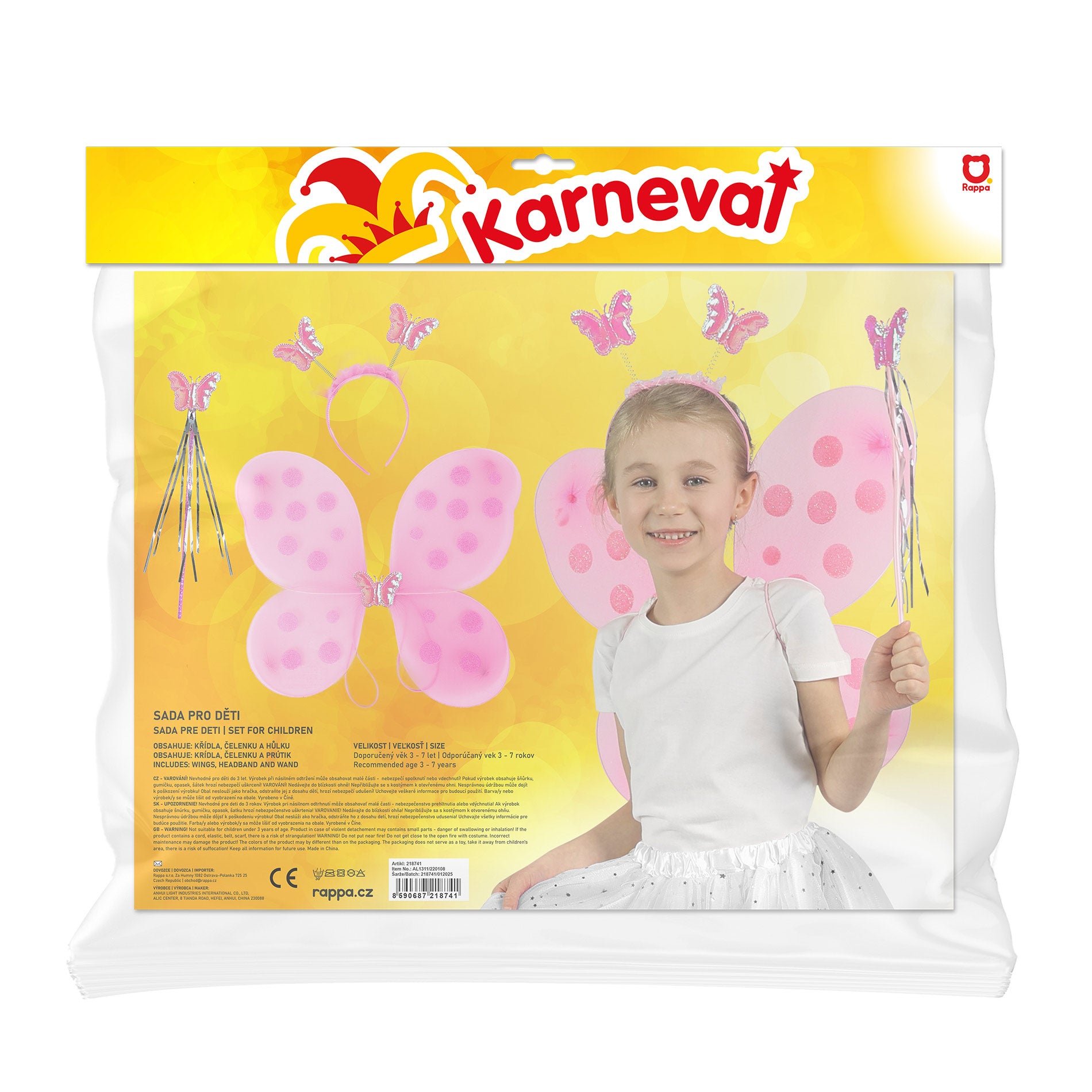 Light pink butterfly wings with headband and wand