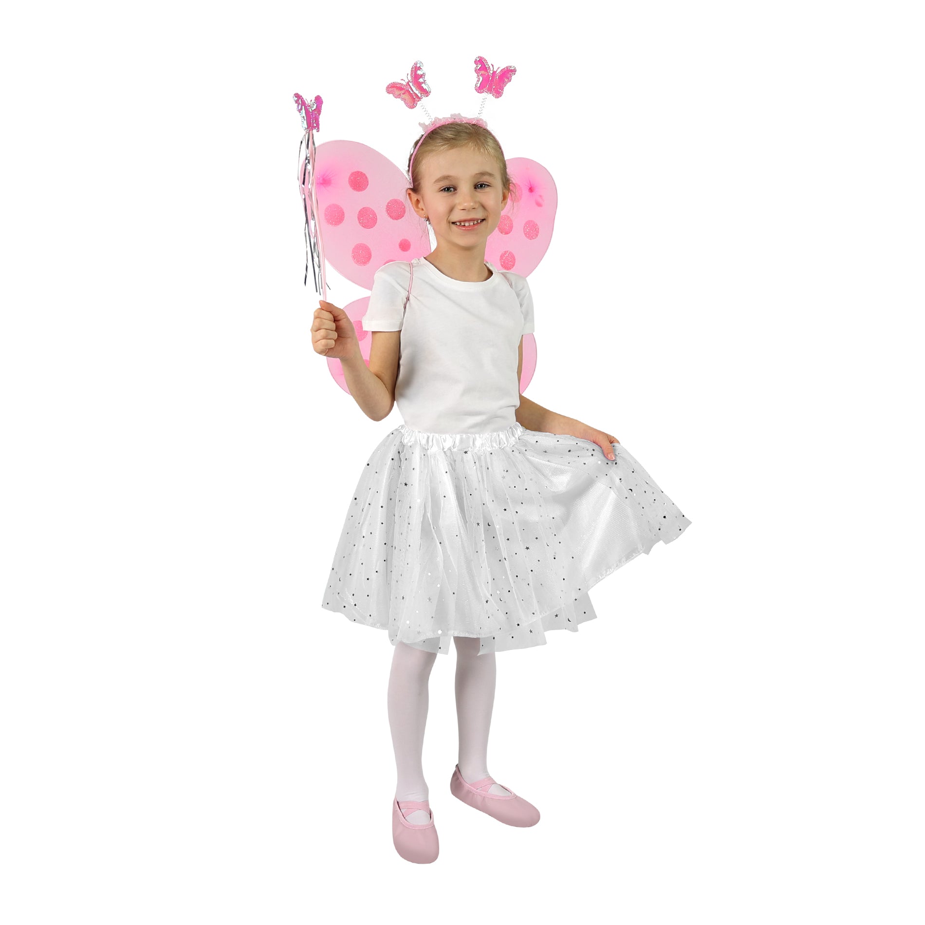 Light pink butterfly wings with headband and wand