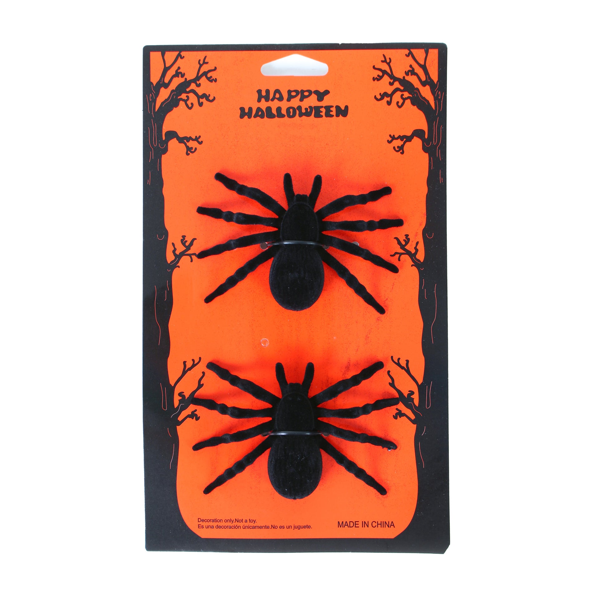 Black rubber spider decorations 2 pcs