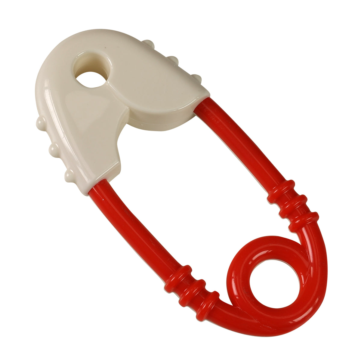 Rattle safety pin red and white