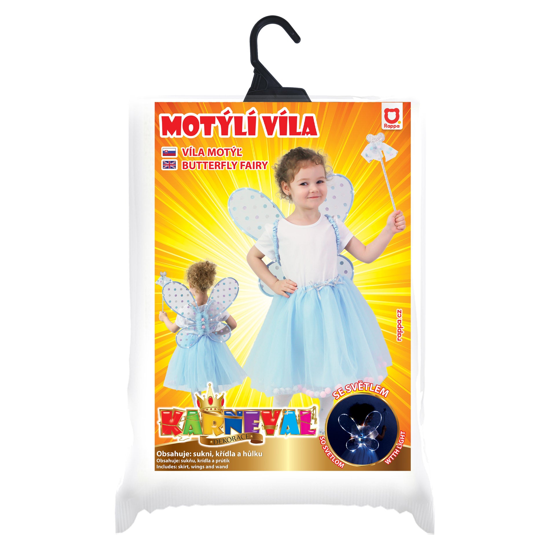 Children's fairy tutu costume with light-up wings and wand