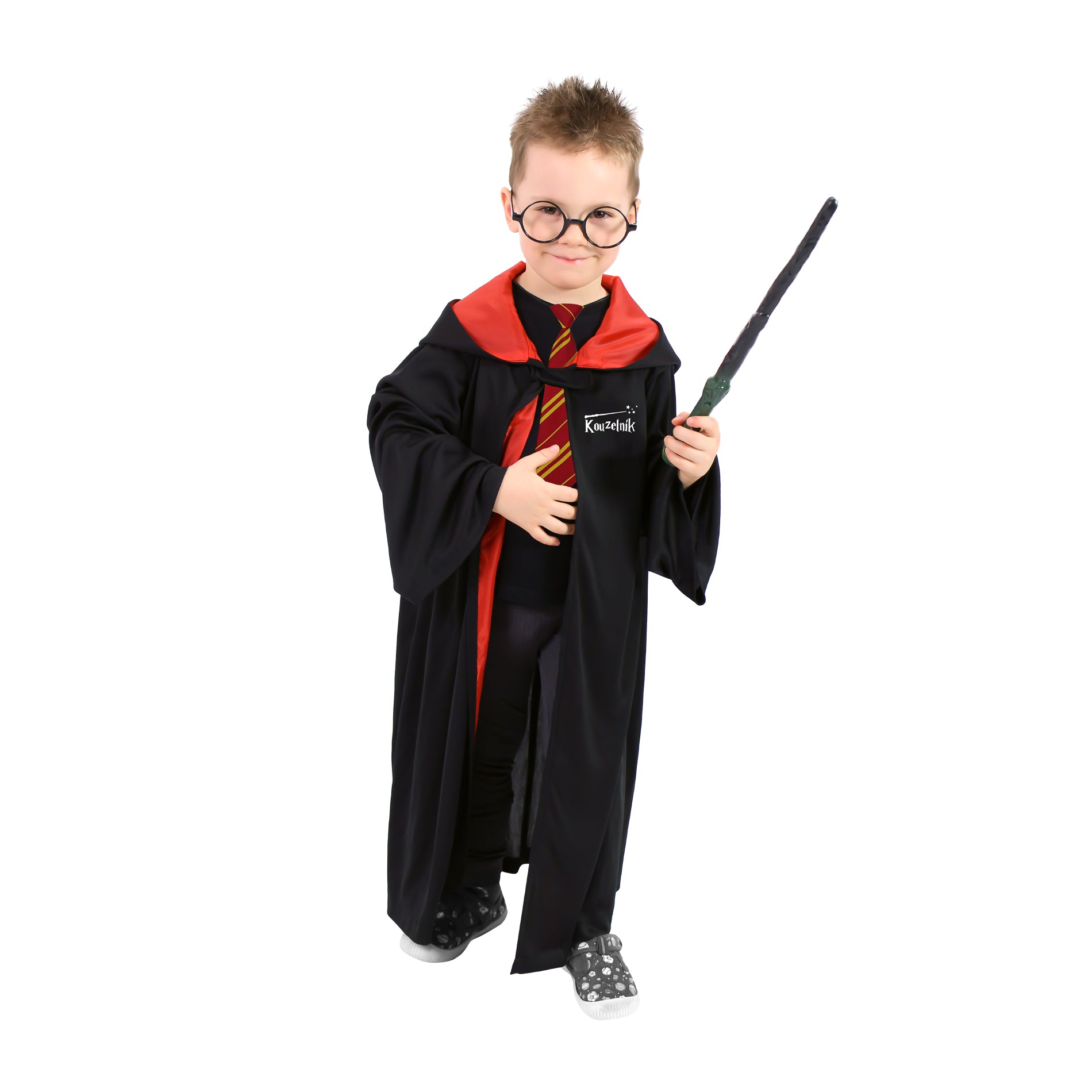 Children's magician cape with hood, tie and glasses