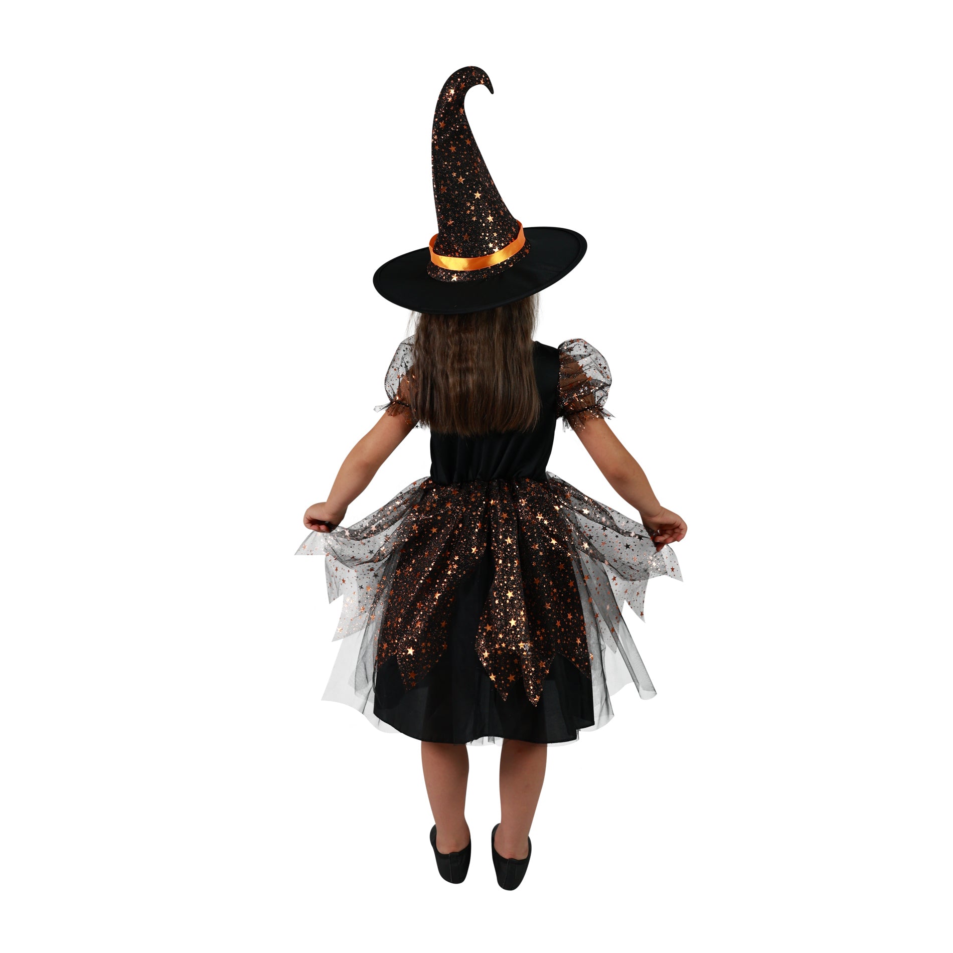 Children's witch costume with stars, size M