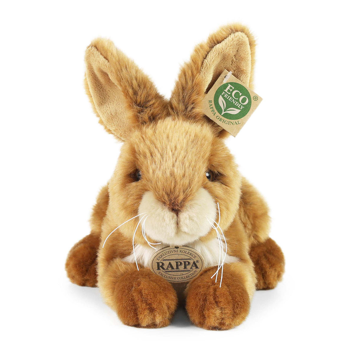 Plush brown-and-white rabbit 23 cm