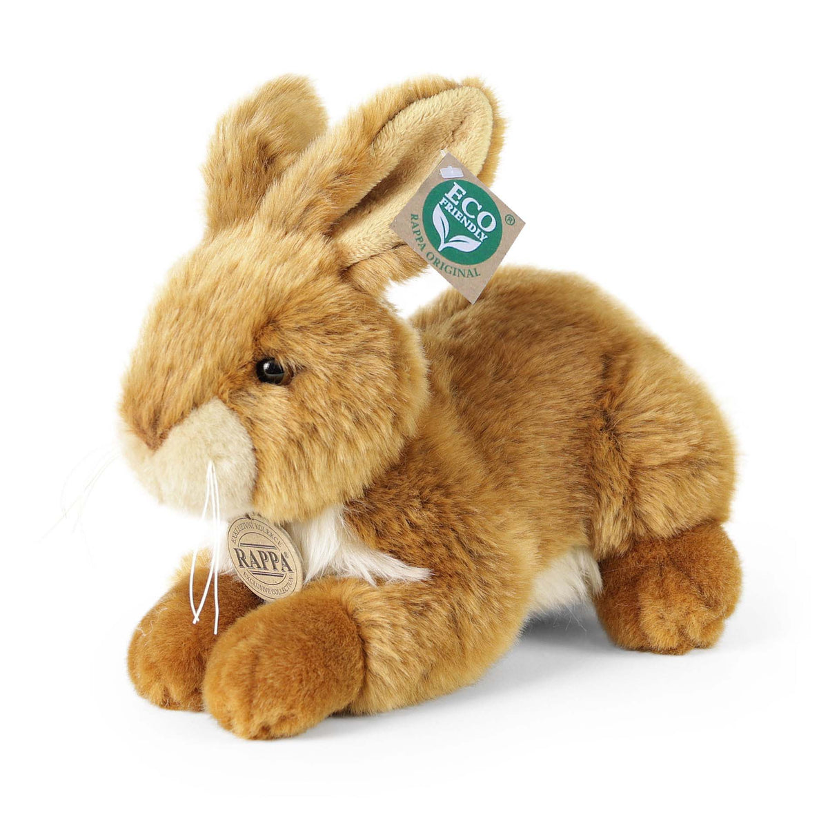 Plush brown-and-white rabbit 23 cm