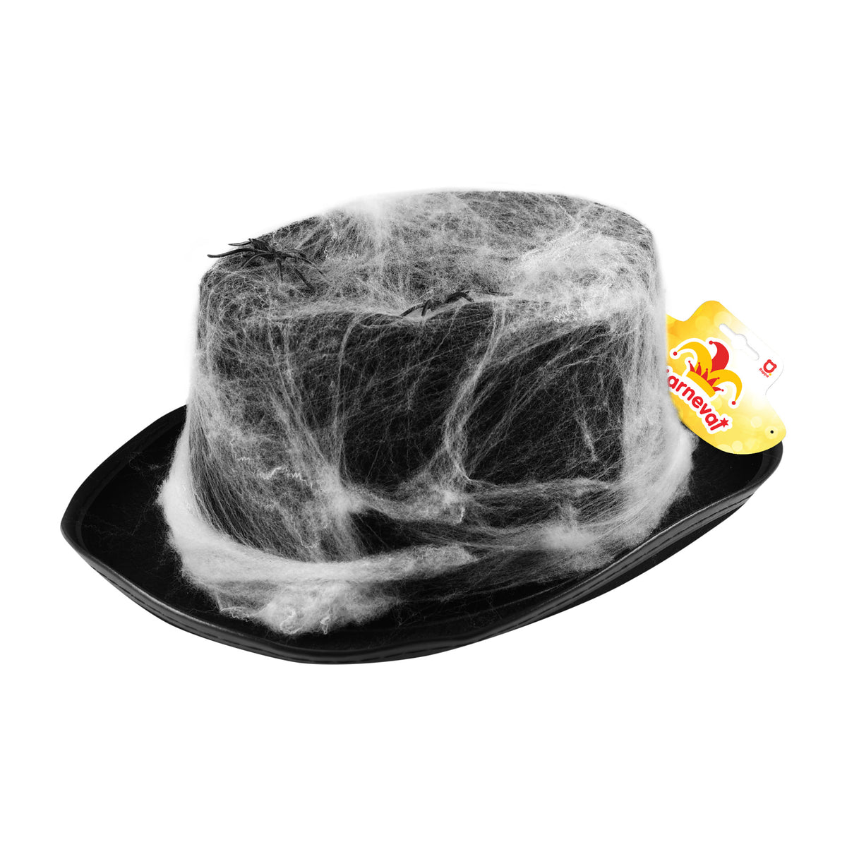 Black hat with spider web and spiders