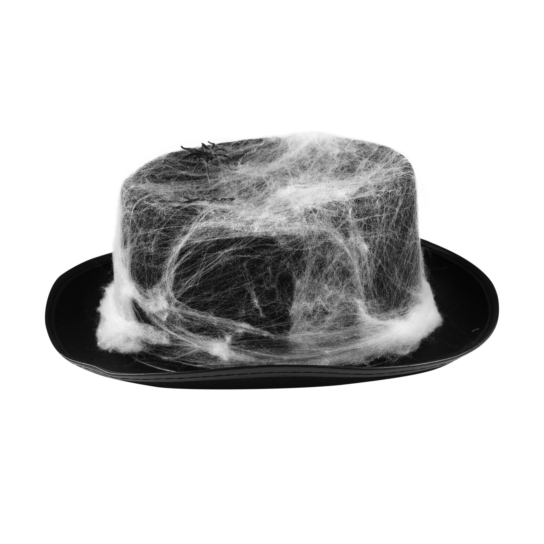 Black hat with spider web and spiders