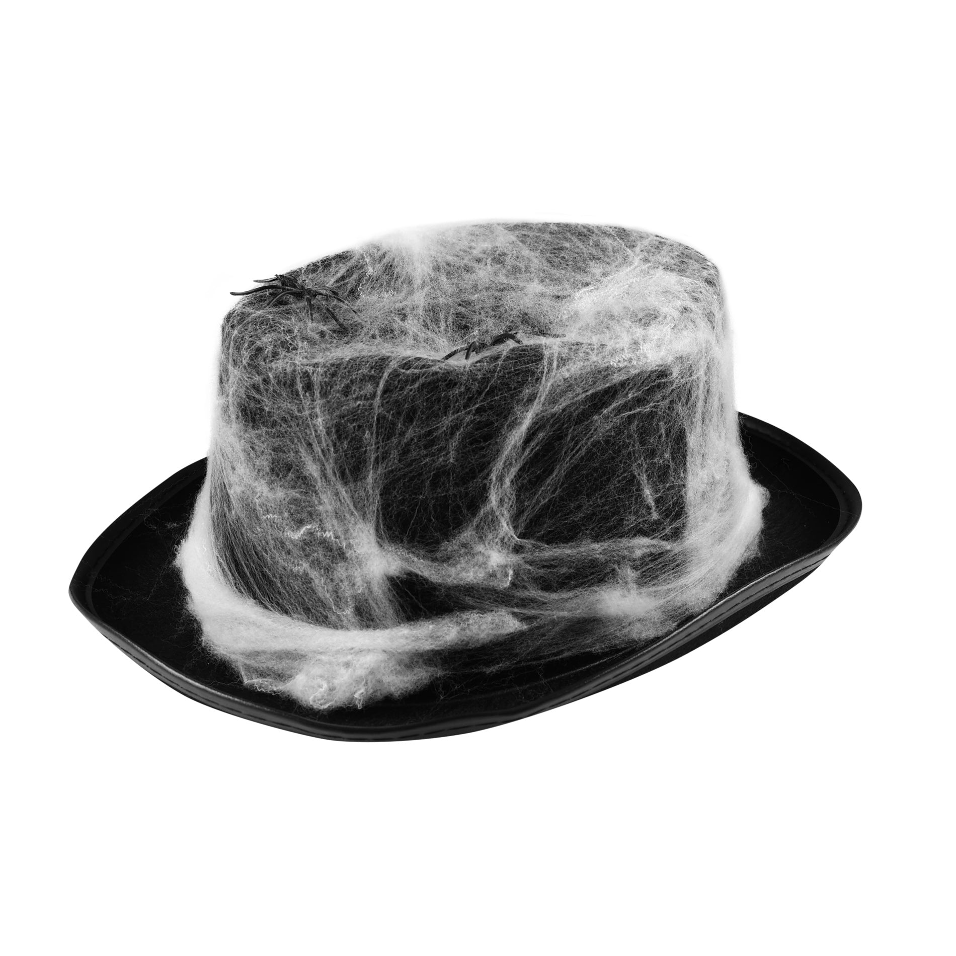 Black hat with spider web and spiders