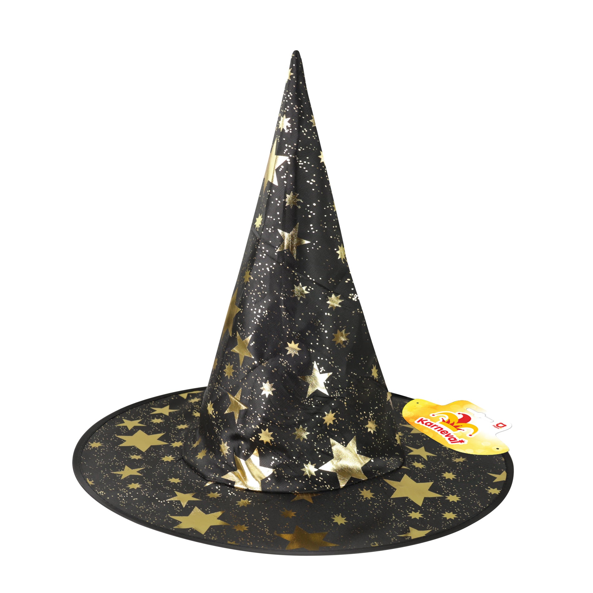Children's black witch hat with gold stars