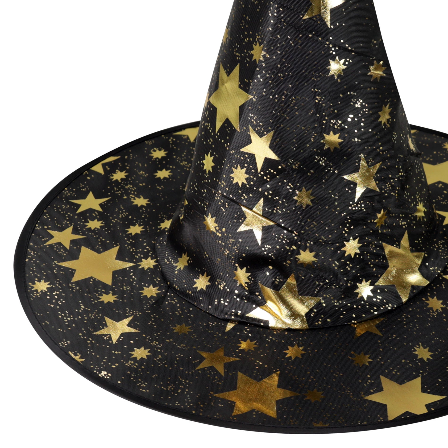Children's black witch hat with gold stars