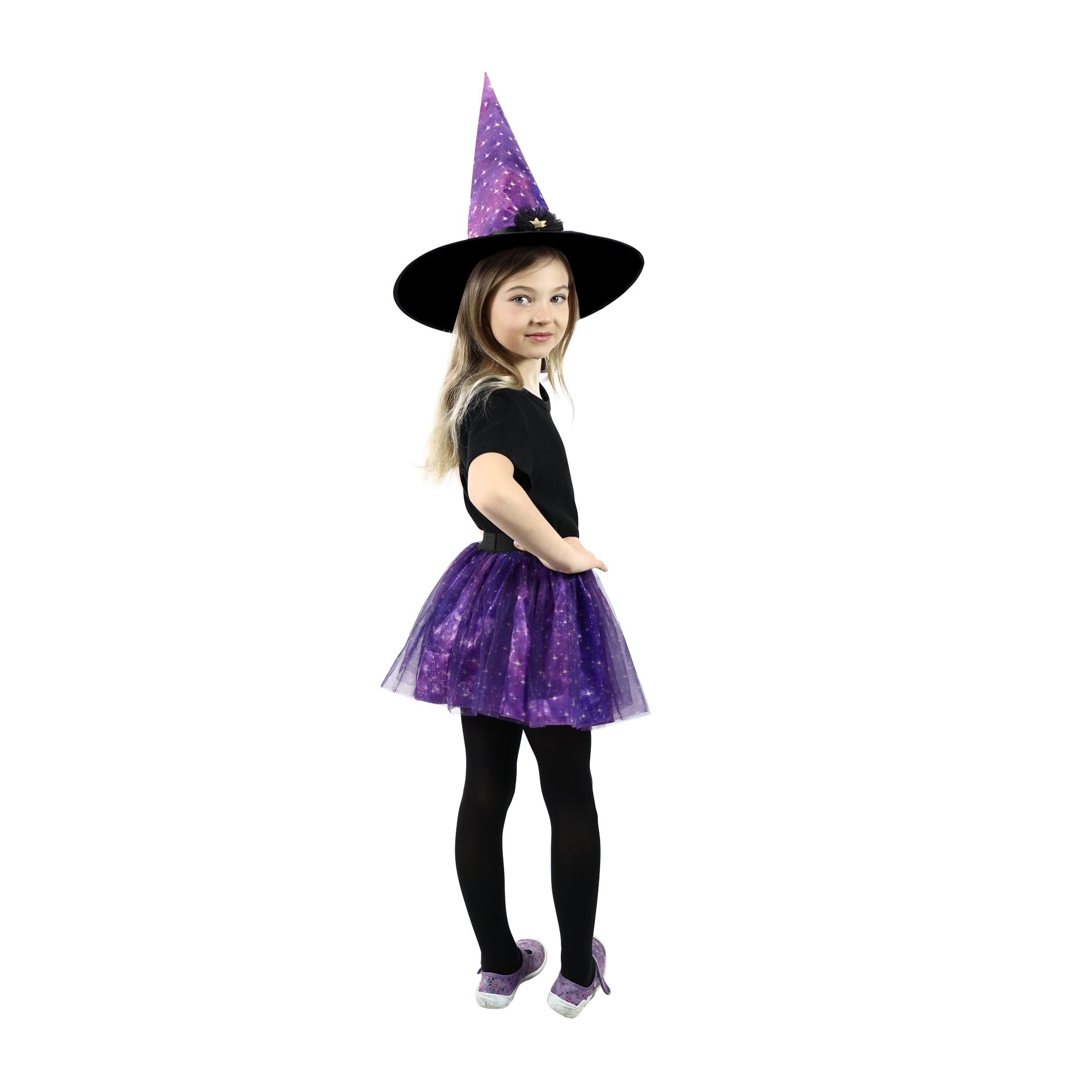 Girls' witch tutu costume with hat