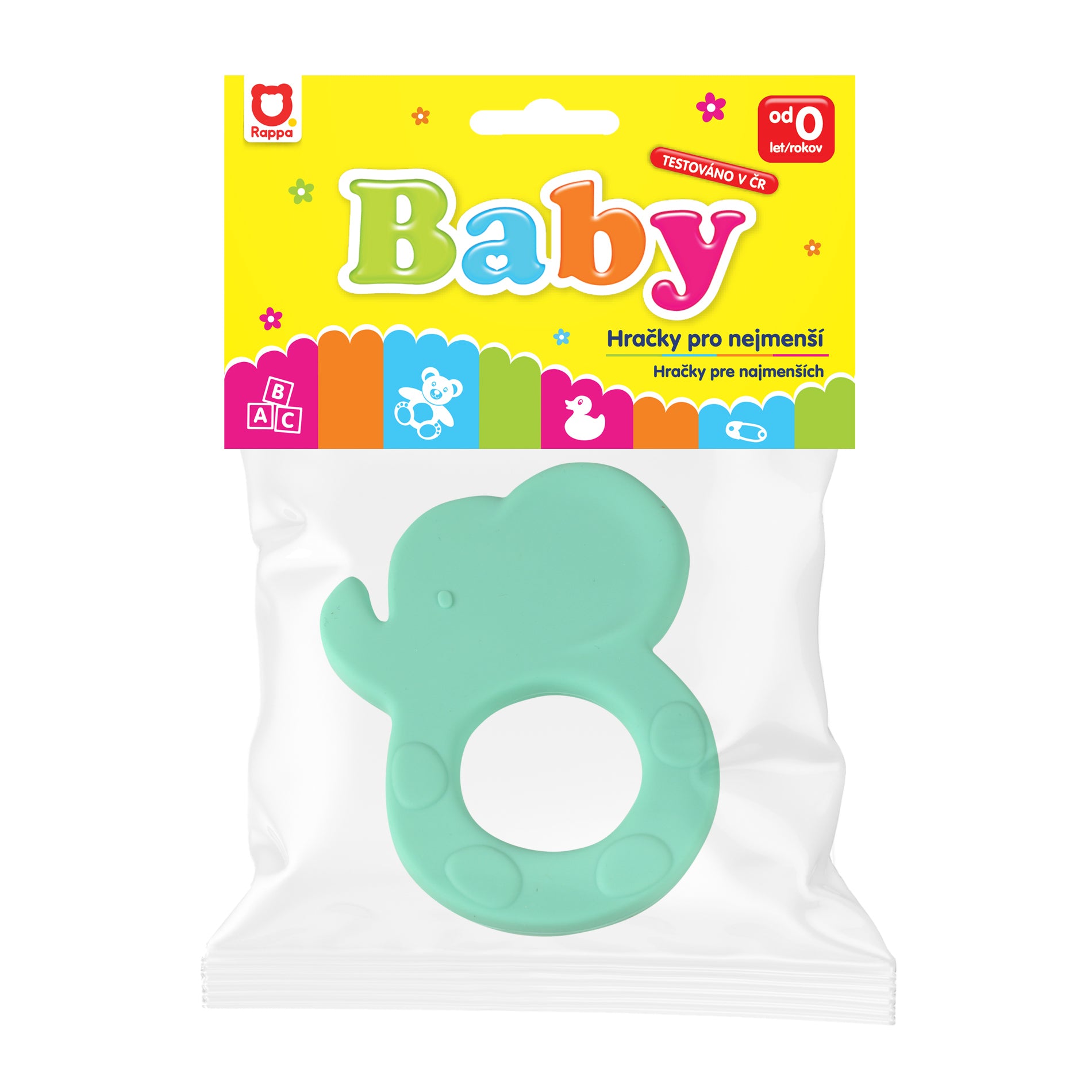Silicone teether elephant, mint