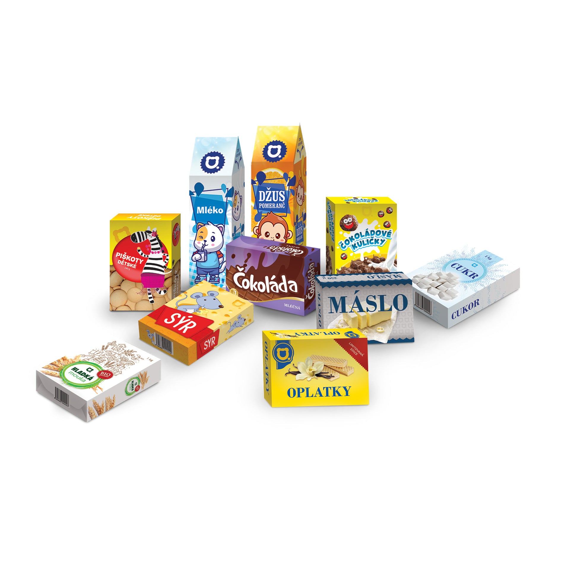 Toy shopping basket with play food, red