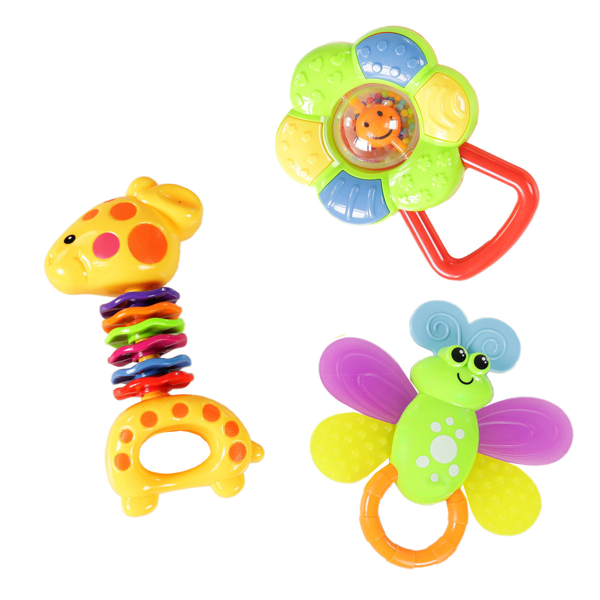 Cheerful baby rattles set 3 pcs