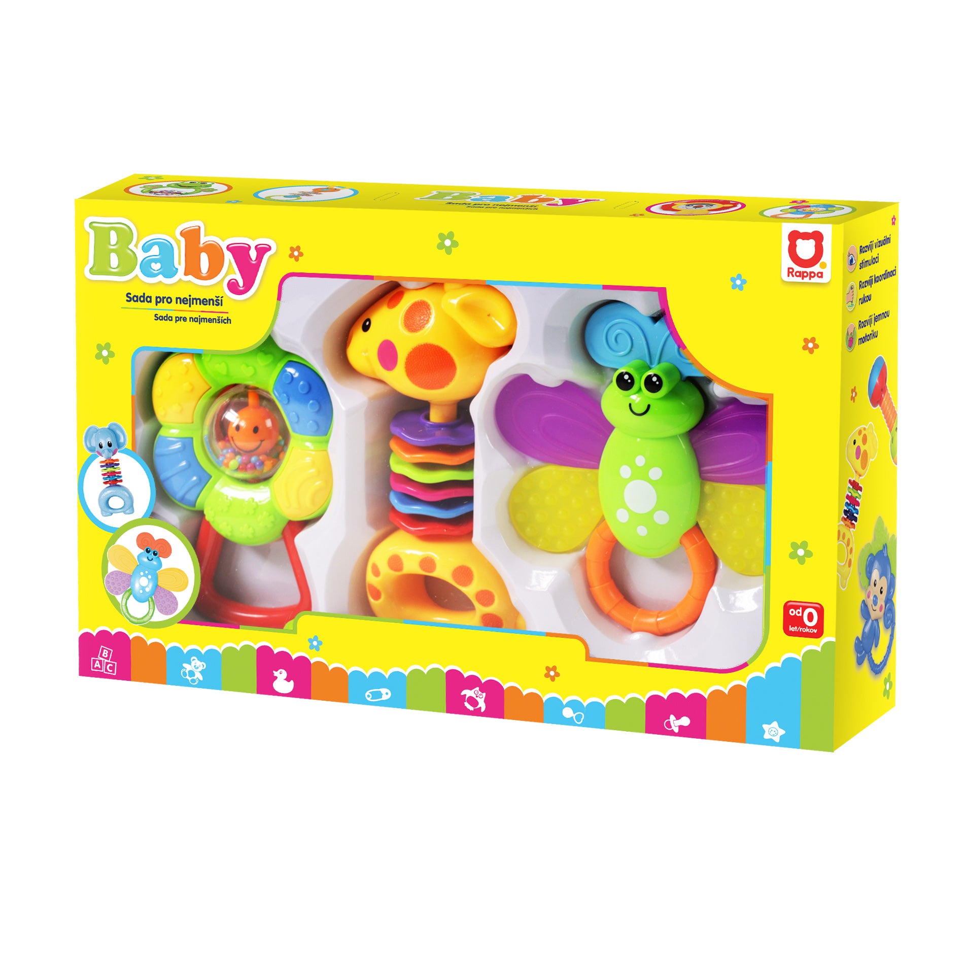 Cheerful baby rattles set 3 pcs