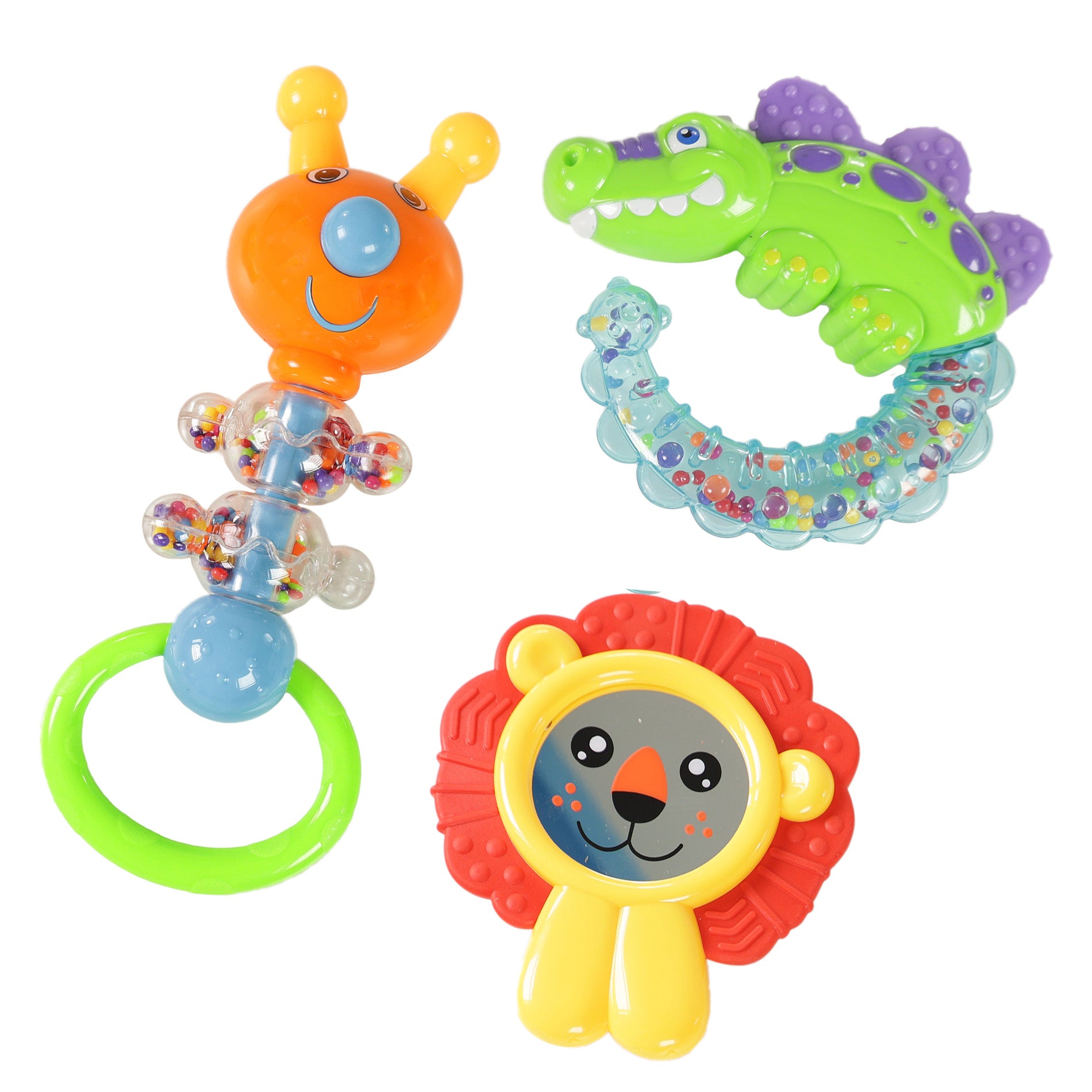 Baby rattle set cheerful animals 3 pcs