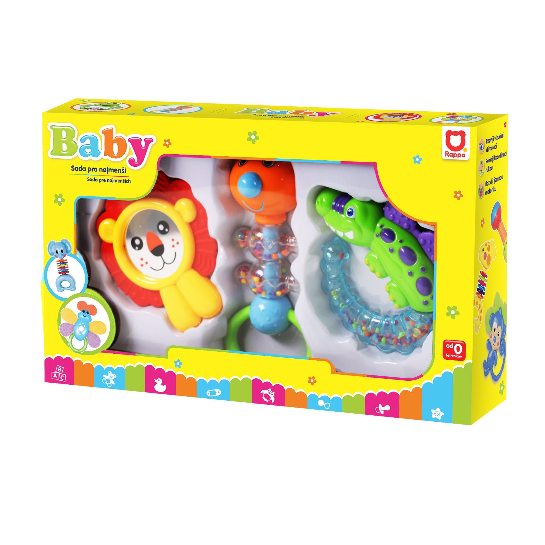 Baby rattle set cheerful animals 3 pcs